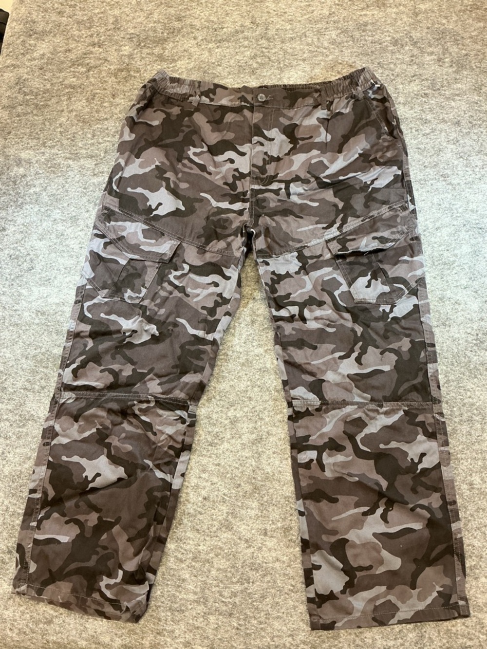 Big Dude Grey Camo Cargo Straight Leg Cotton Pants A34